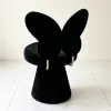 European retro white butterfly wing-shaped plastic 360-degree rotating chair, cylindrical stool, leisure stool, bedroom makeup chair Application Scenario